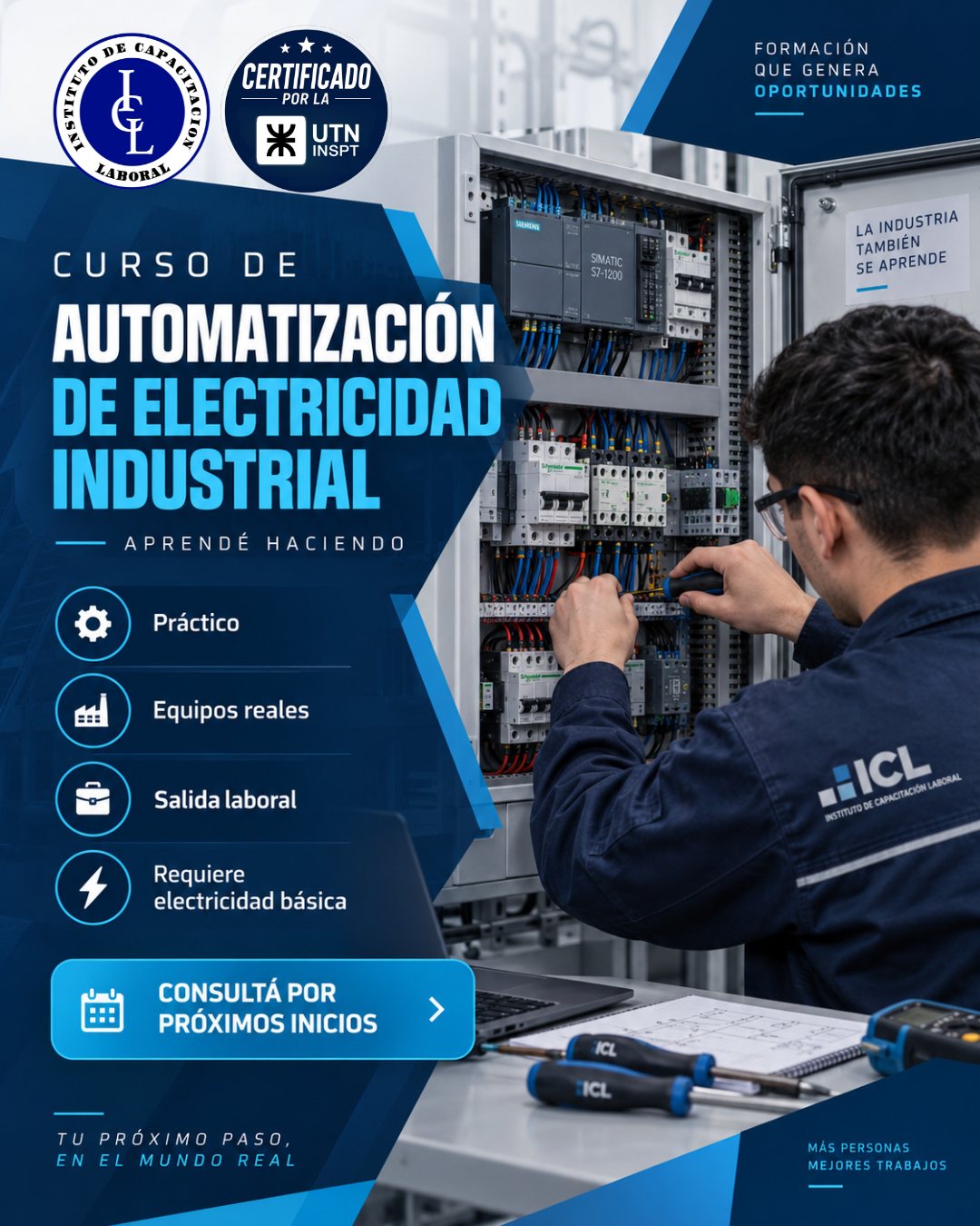 Afiche del Curso de Automatización Industrial y PLC