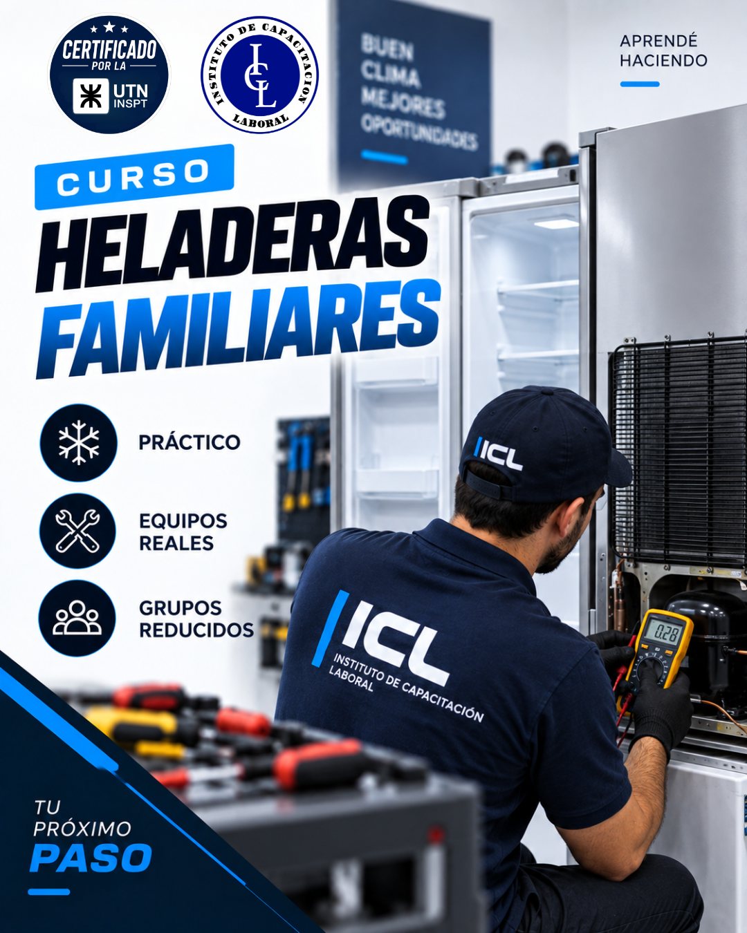 Afiche del Curso de Reparación de Heladeras Familiares