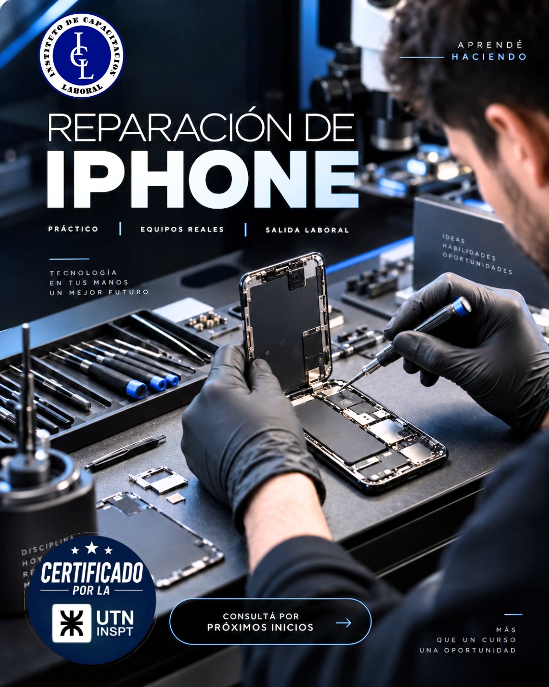Afiche del Curso de Reparación de iPhone