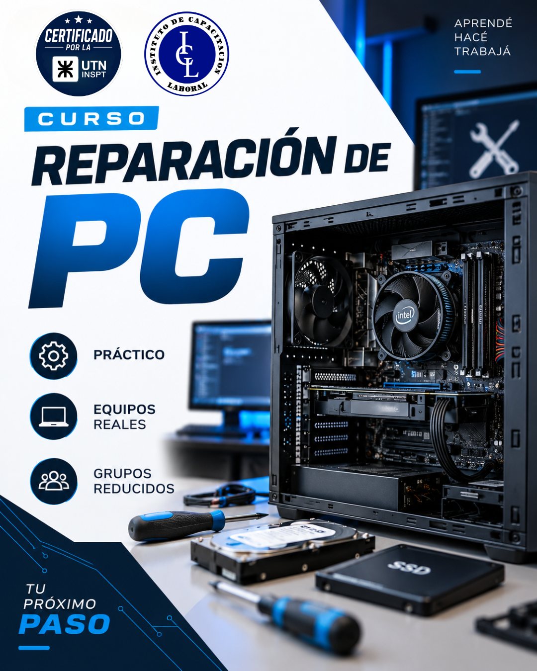Afiche del Curso de Reparación de PC
